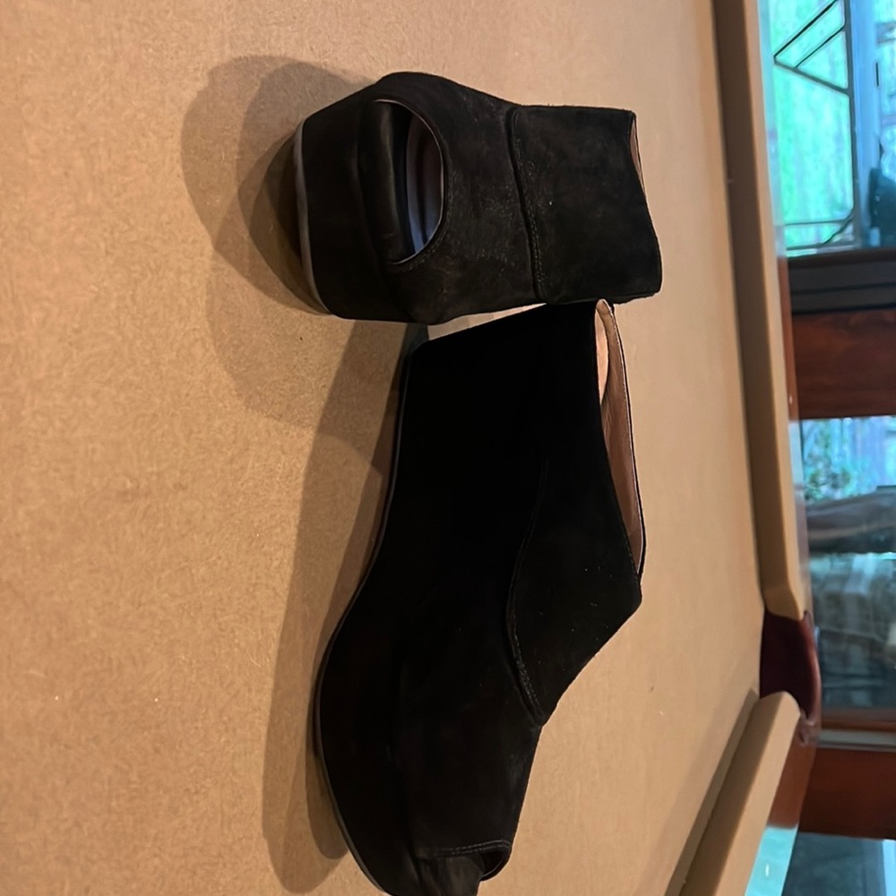 Black suede wedge